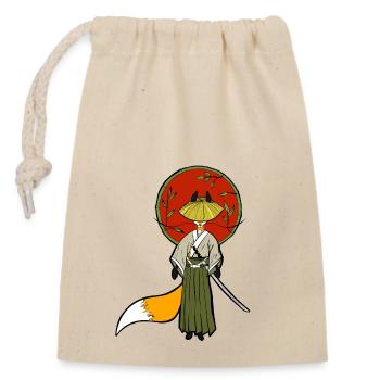Samurai Fox - Closable cotton gift bag (14x20cm) - nature - Front