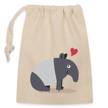 Bonheur de tapir avec signature - Sac cadeau en coton avec cordon (14 x 20 cm) - nature - Devant
