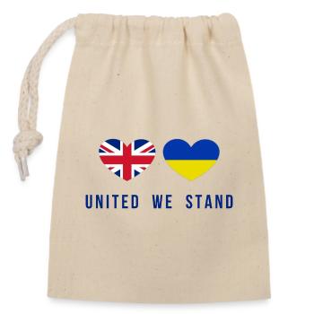 United we stand Great Britain and Ukraine - Closable cotton gift bag (14x20cm) - nature - Front