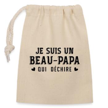 Beau Papa Qui Déchire Cadeau Beau-père - Sac cadeau en coton avec cordon (14 x 20 cm) - nature - Devant