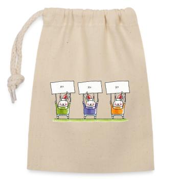 Ho Ho Ho Bunnies - Closable cotton gift bag (14x20cm) - nature - Front