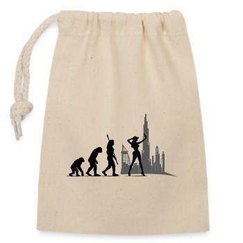 Evolution Damen Woman Influencer SozialMedia Model - Verschließbarer Geschenkbeutel aus Baumwolle (14x20cm) - Natur - Vorne