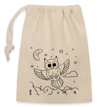Uhu-Malspaß für Kinderbekleidung, Taschen & mehr. - Verschließbarer Geschenkbeutel aus Baumwolle (14x20cm) - Natur - Vorne