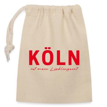 Köln T-Shirt – Domstadt Liebe - Verschließbarer Geschenkbeutel aus Baumwolle (14x20cm) - Natur - Vorne