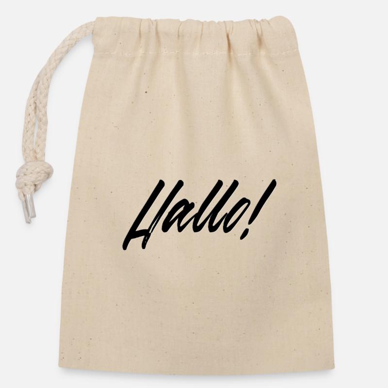Hand Painted Hello Design for Clothing - Closable cotton gift bag (14x20cm) - nature
