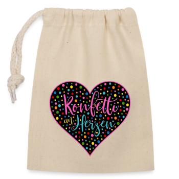 Konfetti im Herzen Fasching Herz Valentinstag - Verschließbarer Geschenkbeutel aus Baumwolle (14x20cm) - Natur - Vorne