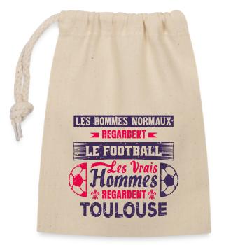 les vrais hommes regardent toulouse fans club foot - Sac cadeau en coton avec cordon (14 x 20 cm) - nature - Devant