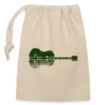 akustische Gitarre - Waldsee - Natur - Spiegelung - Verschließbarer Geschenkbeutel aus Baumwolle (14x20cm) - Natur - Vorne