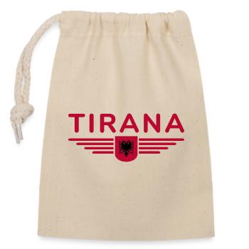 Tirana Design – Herz Albaniens - Verschließbarer Geschenkbeutel aus Baumwolle (14x20cm) - Natur - Vorne