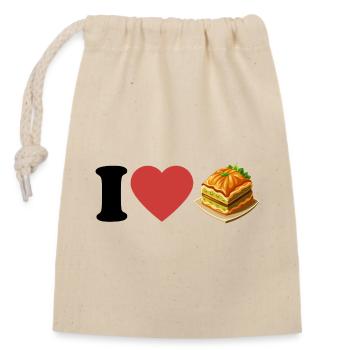 J’aime le baklava - Dessert - Dire - Sac cadeau en coton avec cordon (14 x 20 cm) - nature - Devant
