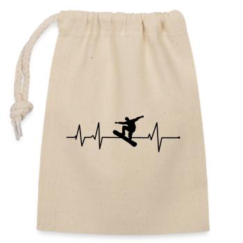 Snowboard snowboarder snowboard heartbeat EKG - Sac cadeau en coton avec cordon (14 x 20 cm) - nature - Devant