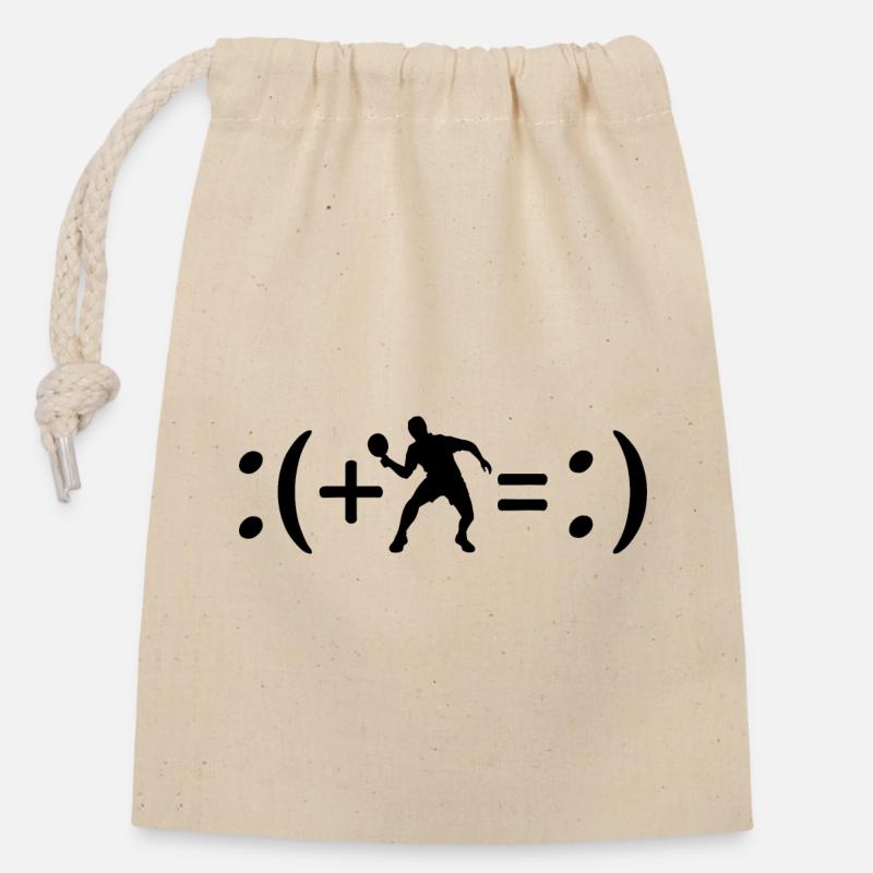 Table tennis makes me happy, happiness formula - Closable cotton gift bag (14x20cm) - nature