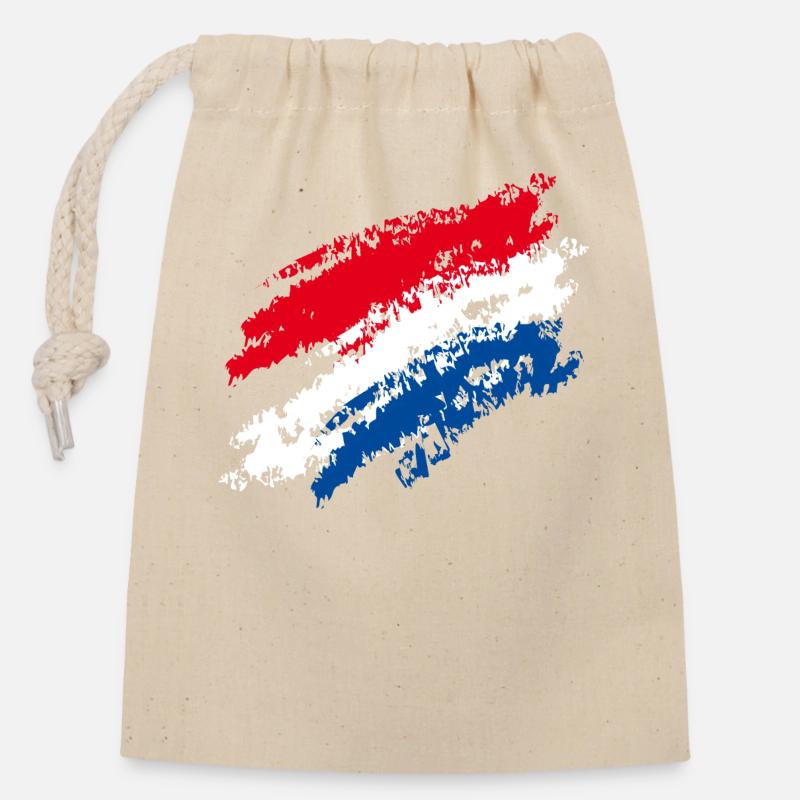 Netherlands flag / italic stripes - chalk - Closable cotton gift bag (14x20cm) - nature