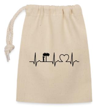 Courbe ECG - Courbe cardiaque - Mécanique - Sac cadeau en coton avec cordon (14 x 20 cm) - nature - Devant