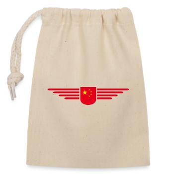 J’aime la Chine, Tenue de t-shirt design - Sac cadeau en coton avec cordon (14 x 20 cm) - nature - Devant