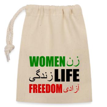 Women life freedom - Closable cotton gift bag (14x20cm) - nature - Front