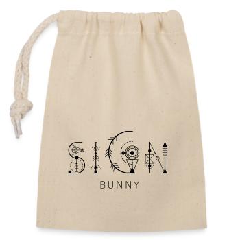 SIGN BUNNY - Closable cotton gift bag (14x20cm) - nature - Front