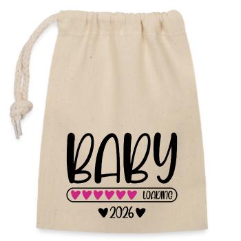 Bébé 2026 chargement - Sac cadeau en coton avec cordon (14 x 20 cm) - nature - Devant