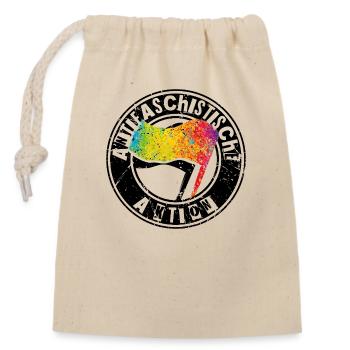 Anti-fascist action - Closable cotton gift bag (14x20cm) - nature - Front