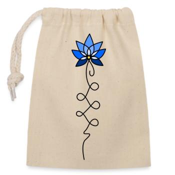 Unalome Lotus - Verschließbarer Geschenkbeutel aus Baumwolle (14x20cm) - Natur - Vorne