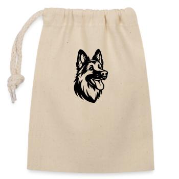 German Shepherd Drawing Head - Closable cotton gift bag (14x20cm) - nature - Front