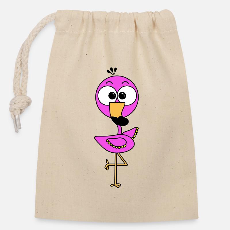 Flamingo Ingo - Closable cotton gift bag (14x20cm) - nature