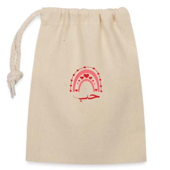 Red Rainbow with love in modern arabic calligraphy - Closable cotton gift bag (14x20cm) - nature - Front