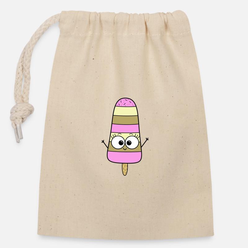 Glace - Sac cadeau en coton avec cordon (14 x 20 cm) - nature