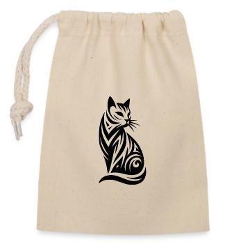 Tatouage tribal géométrique d’un chat noble - Sac cadeau en coton avec cordon (14 x 20 cm) - nature - Devant