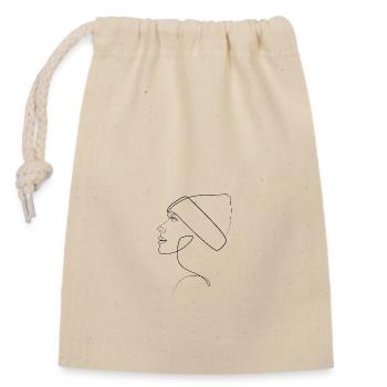 Femme avec casquette - Sac cadeau en coton avec cordon (14 x 20 cm) - nature - Devant