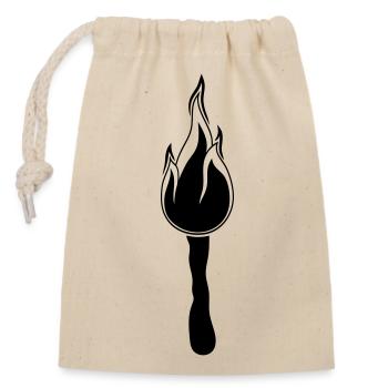 schwarz nachtwanderung fackel licht hell feuer fla - Verschließbarer Geschenkbeutel aus Baumwolle (14x20cm) - Natur - Vorne