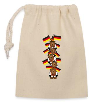Sport Bären mit vielen Deutschlandfahnen. - Verschließbarer Geschenkbeutel aus Baumwolle (14x20cm) - Natur - Vorne