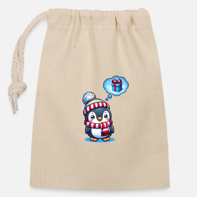 Gift idea for Christmas - Closable cotton gift bag (14x20cm) - nature