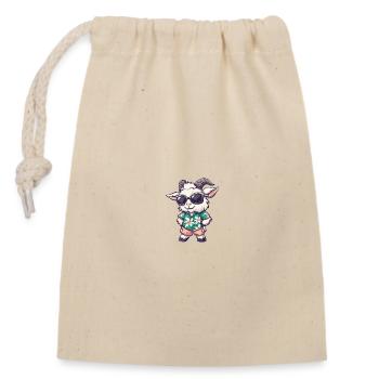 Montagne Chèvre Bande Dessinée Cool Été - Sac cadeau en coton avec cordon (14 x 20 cm) - nature - Devant
