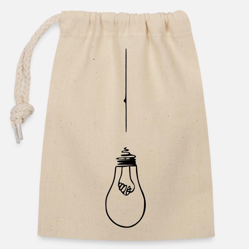 Lamp light bulb tie - Closable cotton gift bag (14x20cm) - nature