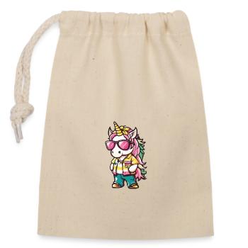 Licorne Bande dessinée Vacances - Sac cadeau en coton avec cordon (14 x 20 cm) - nature - Devant