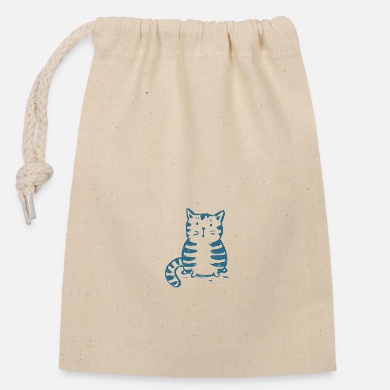 Katze - Verschließbarer Geschenkbeutel aus Baumwolle (14x20cm) - Natur