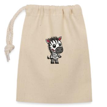Zebra Halloween Funny Zombie - Closable cotton gift bag (14x20cm) - nature - Front