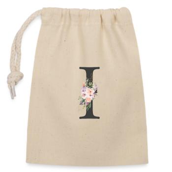 Letter I, Monogram, Flowers - Closable cotton gift bag (14x20cm) - nature - Front