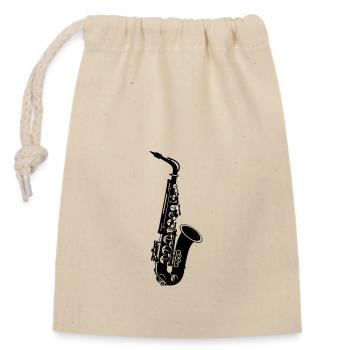 saxophone - Sac cadeau en coton avec cordon (14 x 20 cm) - nature - Devant