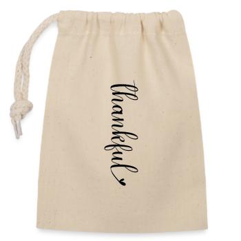 Elegante Handlettering Schriftzug thankful dankbar - Verschließbarer Geschenkbeutel aus Baumwolle (14x20cm) - Natur - Vorne