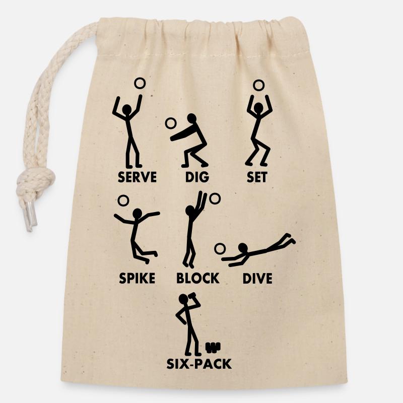 Volleyball-Slang - Verschließbarer Geschenkbeutel aus Baumwolle (14x20cm) - Natur