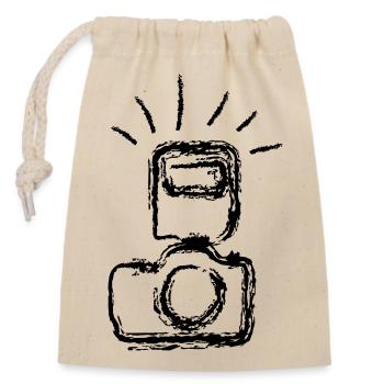 camera - Closable cotton gift bag (14x20cm) - nature - Front
