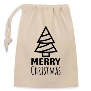 Merry Christmas - Sac cadeau en coton avec cordon (14 x 20 cm) - nature - Devant