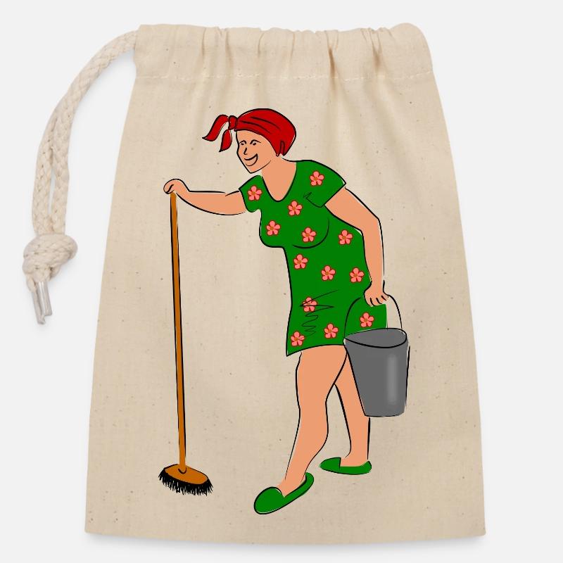 femme - Sac cadeau en coton avec cordon (14 x 20 cm) - nature