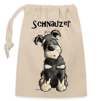 Witziger Schnauzer - Verschließbarer Geschenkbeutel aus Baumwolle (14x20cm) - Natur - Vorne