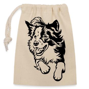 Border Collie - Verschließbarer Geschenkbeutel aus Baumwolle (14x20cm) - Natur - Vorne