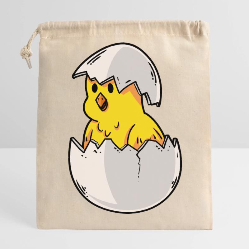 Farm Chicken coop Easter chick Easter egg nest Closable cotton gift bag (14x20cm)
