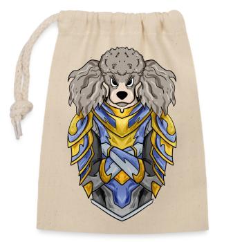 Ritter Hund Hunderasse Pudel mit Rüstung - Verschließbarer Geschenkbeutel aus Baumwolle (14x20cm) - Natur - Vorne