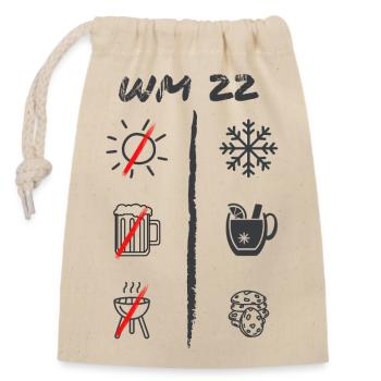 WM 22 - Weltmeisterschaft 22 - Kekse statt Bier - Verschließbarer Geschenkbeutel aus Baumwolle (14x20cm) - Natur - Vorne